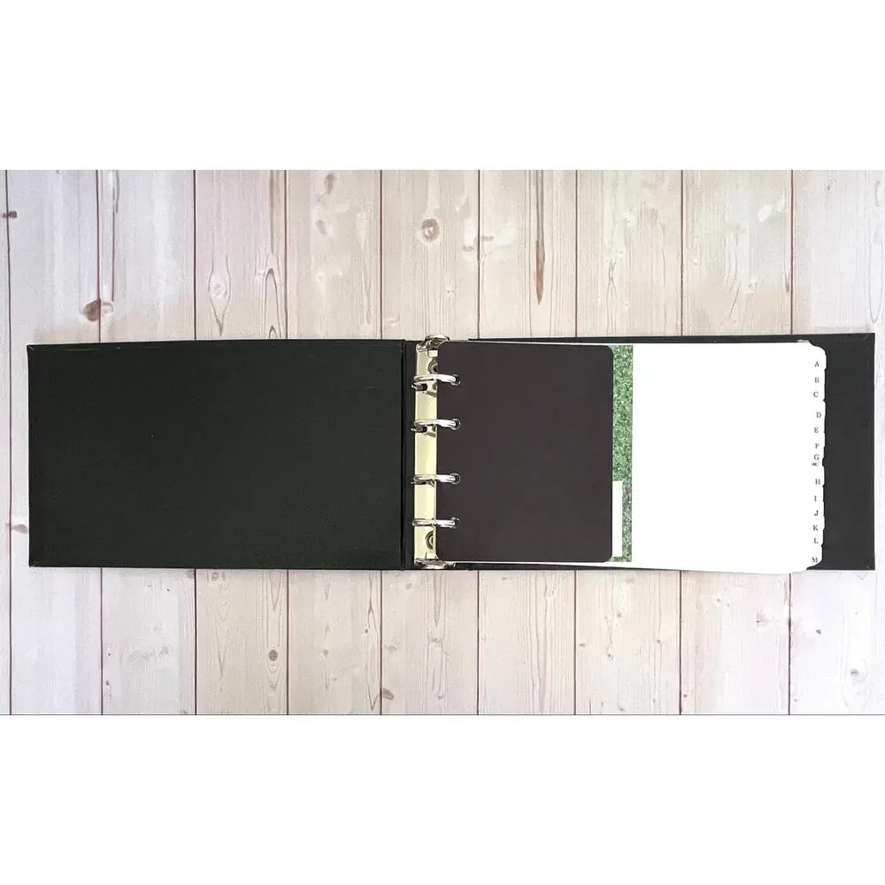 Vintage Black Hardcover 4-Ring Ledger Binder with Dividers and 84 Ledger Pages